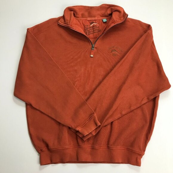 Tommy Bahama Men Zip Orange Cotton Large Pullover - Picture 2 of 5